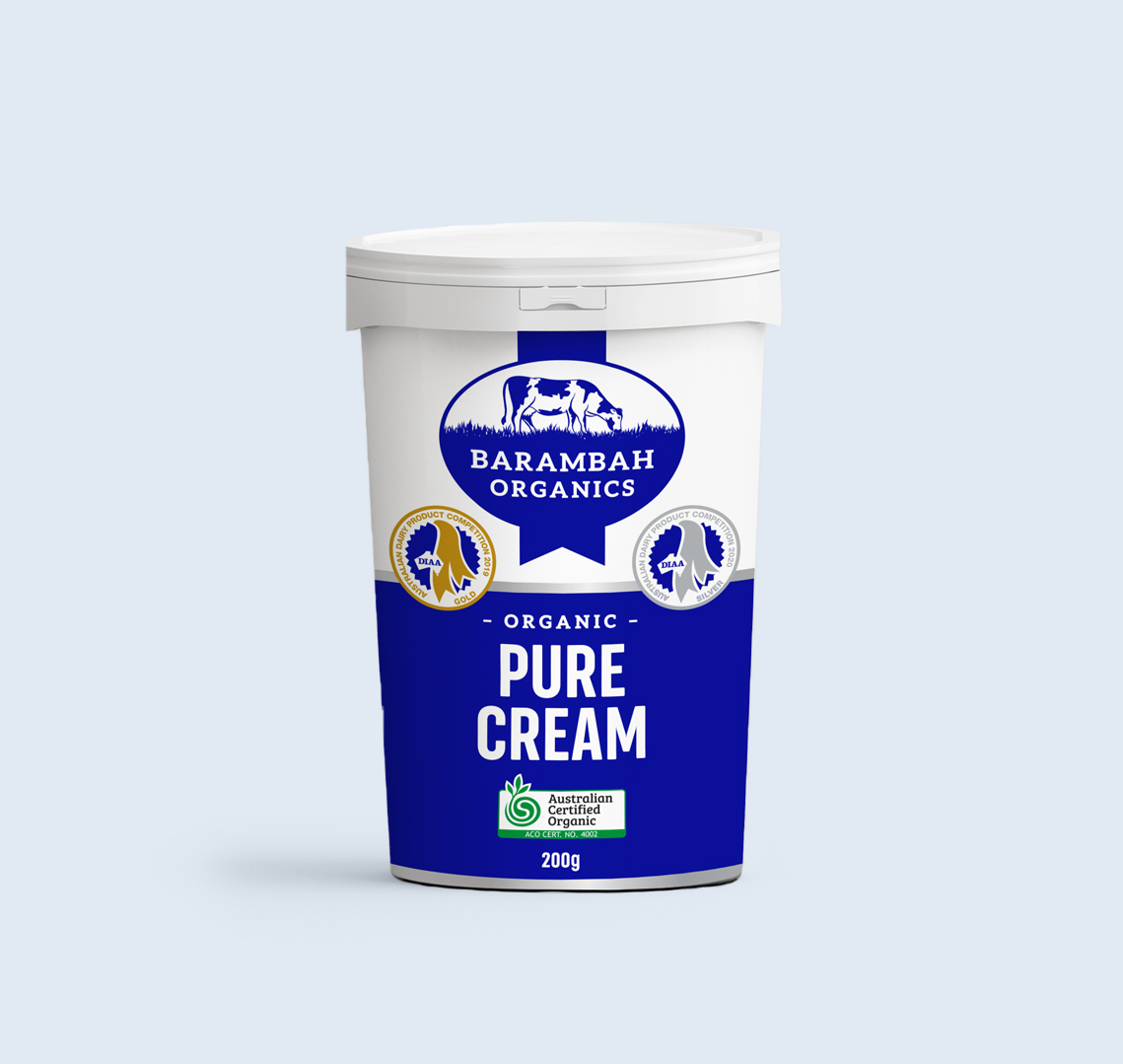 200g of Pure Cream - Organic Pure Cream - Barambah Organics