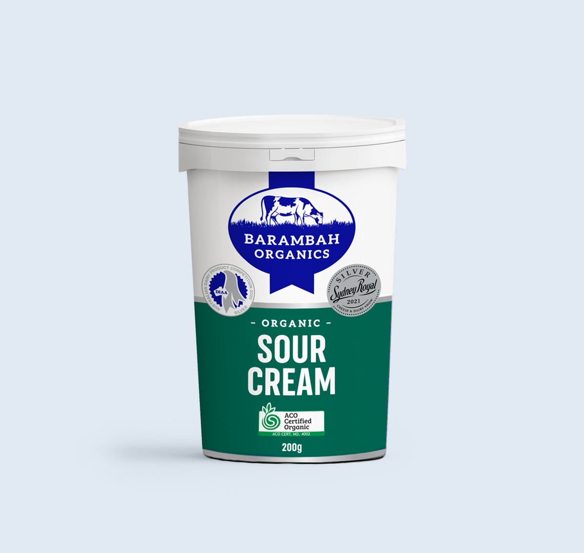 200g of Organic Sour Cream - Organic Sour Cream - Barambah Organics