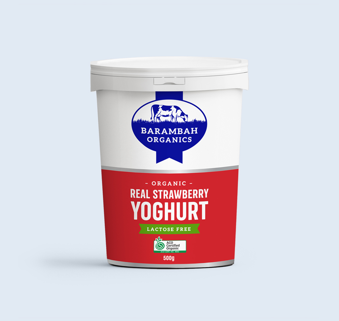 500g of Real Strawberry Yoghurt - Organic Natural Yoghurt - Barambah Organics