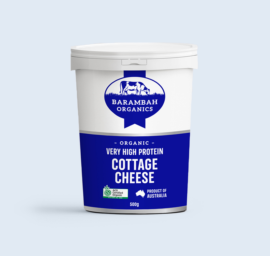 500g of Very High Protein Cottage Cheese - Organic Cottage Cheese - Barambah Organics