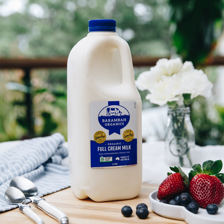 2 Liters of Full Cream Milk - Organic Full Cream Milk - Barambah Organics