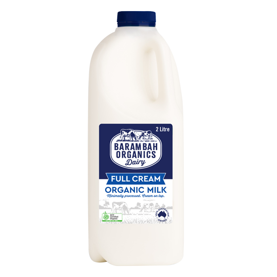 2 Liters of Full Cream Milk - Organic Full Cream Milk - Barambah Organics