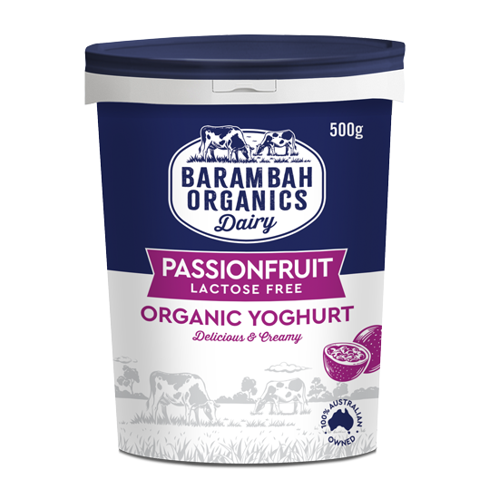 500g of Real Passionfruit Yoghurt - Organic Natural Yoghurt - Barambah Organics