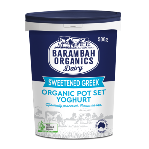 500g of Sweetened Greek Yoghurt - Organic Yoghurt - Barambah Organics